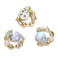 Golden sea star and shell pendants with blue-purple gradient beads and pearls - Starfish Shell / 1 Piece/Pack (15x17mm) / Gold