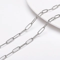 Collier chaîne trombone en acier inoxydable argenté avec maillons ovales texturés - #16 Style 4x12mm 1 Mètre/paquet
