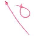 Pink silicone cable ties with double-hole gourd head design for DIY crafts and keychains - Rose Pink