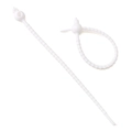 Adjustable white silicone beaded cable tie for DIY keychains and wire management - Set of 2 / White