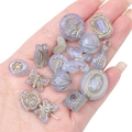 Perline in acrilico viola satinato con dettagli dorati a forma di rosa e farfalla - Stile Misto Tracciato Oro Aurora / 20g/Confezione (circa 15-30 pezzi) / Blu