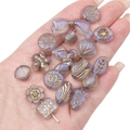 Perline in acrilico lavanda con motivi floreali dorati per creazione di gioielli - Stile Misto Tracciato Oro Aurora / 20g/Confezione (circa 15-30 pezzi) / Viola
