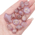 Perline acriliche viola opaco con dettagli dorati in varie forme per gioielli fai-da-te - Stile Misto Tracciato Oro Aurora / 20g/Confezione (circa 15-30 pezzi) / Viola Chiaro