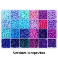 Kit di 3720 perline heishi da 6mm in 24 griglie per creazione di braccialetti e collane DIY - Colore a Contrasto Blu e Viola