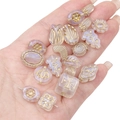 Perline in acrilico satinato per fai-da-te con bordi dorati, varie forme - Stile Misto Tracciato Oro Aurora / 20g/Confezione (circa 15-30 pezzi) / Beige