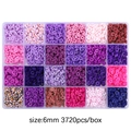 Set perline Heishi 6mm in 24 colori con 3720 pezzi in una scatola di plastica trasparente - Serie Viola