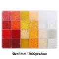 24-grid DIY seed bead kit with 12000pcs 3mm warm tone beads for bracelet making - Red Yellow White Mix