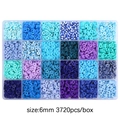 DIY jewelry kit with 24 colors 6mm polymer clay heishi beads and clear storage box - Blue Series