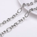Chaîne ovale en acier inoxydable argenté avec maillons texturés et polis pour bijoux - N° 43 Environ 85 Mm De Large 1 Mètre/paquet