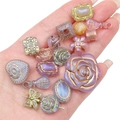 Perline di acrilico satinato lilla e blu con dettagli dorati per gioielli fai-da-te - Stile Misto Tracciato Oro Aurora / 20g/Confezione (circa 15-30 pezzi) / Colori Misti Casuali