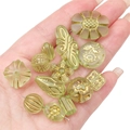 Perline in acrilico verde chiaro con dettagli dorati per gioielli fai da te in mano - Stile Misto Tracciato Oro Trasparente Smerigliato / 20g/Confezione (circa 15-30 pezzi) / Verde