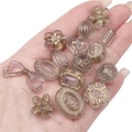 Perline in acrilico satinato con rilievo dorato stile vintage per gioielli fai da te - Stile Misto Tracciato Oro Trasparente Smerigliato / 20g/Confezione (circa 15-30 pezzi) / Grigio