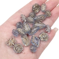 Perline in acrilico blu satinato con motivi floreali dorati per gioielli fai da te - Stile Misto Tracciato Oro Trasparente Smerigliato / 20g/Confezione (circa 15-30 pezzi) / Blu