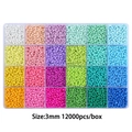 Boîte de 24 compartiments de perles de verre 3mm arc-en-ciel pour bijoux fait main - 3mm / Série Macaron