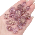 Perline di acrilico viola opaco con motivi dorati in varie forme vintage di fiori - Stile Misto Tracciato Oro Trasparente Smerigliato / 20g/Confezione (circa 15-30 pezzi) / Viola