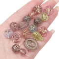 Perline acriliche retrò con dettagli dorati per creazione di gioielli fai da te - Stile Misto Tracciato Oro Trasparente Smerigliato / 20g/Confezione (circa 15-30 pezzi) / Colori Misti Casuali