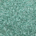 Flat lay of pale green frosted translucent flat round beads for DIY jewelry making - 10g / Pack Approx 150 Pieces 2x4mm Hole Approx 1mm / Emerald Green