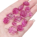 Mix di perline acriliche floreali in rosa e viola trasparente con bordi dorati - Stile Misto Contornato Trasparente / 20g/Confezione (circa 15-30 pezzi) / Rosa Rosso