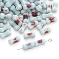 Light blue ceramic bone-shaped spacer beads with purple kiln glaze for DIY jewelry - Hand-painted Bone Style / 2 Pcs/Pack (6x12mm) / Blue