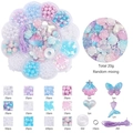 Pink and blue DIY bead kit in plum blossom box with shell and mermaid resin pendants - Blue Purple Dream
