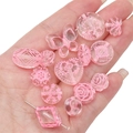 Set di perline in acrilico satinato rosa e trasparente con cuori e stelle in mano - Stile Misto Contornato Trasparente / 20g/Confezione (circa 15-30 pezzi) / Rosa