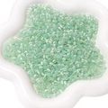 Perles de verre œil de chat vert clair avec revêtement AB dans un plat en étoile - 4mm (Env. 150 Pcs/Paquet de 10g) / Vert clair