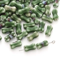 Deep green and blue bone-shaped ceramic beads for DIY jewelry and necklaces - Hand-painted Bone Style / 2 Pcs/Pack (6x12mm) / Green