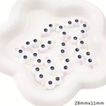 Yeux en résine acrylique 28mmx11mm pour la fabrication de poupées et accessoires DIY - Style Œil à Points Jaunes et Roses Petit (28x11mm) / 5 Pièces/Paquet / Blanc
