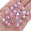 Set of 8mm purple iridescent acrylic cube beads with AB finish for DIY jewelry making - 8mm (Hole Approx 1.5mm) / Purple (10pcs/pack)