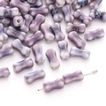 Purple kiln-glazed ceramic bone beads for DIY jewelry making with metallic pins - Hand-painted Bone Style / 2 Pcs/Pack (6x12mm) / Blue and Purple