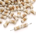Ceramic bone beads with beige and brown gradient glaze for DIY bracelet making - Hand-painted Bone Style / 2 Pcs/Pack (6x12mm) / Milk Tea