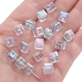 8mm iridescent acrylic cube beads with vibrant AB rainbow finish for DIY jewelry crafts - 8mm (Hole Approx 1.5mm) / Blue (10pcs/pack)