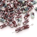 Handcrafted 6x12mm bone-shaped ceramic beads with kiln-fired reddish-brown glaze for DIY jewelry - Hand-painted Bone Style / 2 Pcs/Pack (6x12mm) / Cyan Blue