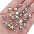 8mm iridescent acrylic cube beads with AB coating for DIY jewelry making and crafts - 8mm (Hole Approx 1.5mm) / Black (10 Pcs/Pack)