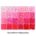 DIY bead kit with 24-grid box of 9x6mm gradient pink pony beads for jewelry making - Red Series - Standard Amount