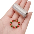 Silver memory wire loop with colorful bead ring for DIY jewelry handmade crafts - 0.6mm x 20mm / Silver