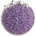 Translucent purple macaron glass seed beads presented on a silver metal tray - 3x6mm (Approx. 50 Pieces/Pack) / Balsam Purple