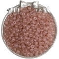 Pastel pink macaron glass beads for DIY jewelry making displayed in a silver tray - 3x6mm (Approx. 50 Pieces/Pack) / Ochre