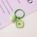 Cute green smiley face charm keychain with pastel green resin beads and matching round clip - Square Style / Bead 16mm/Plate 23mm/Total 6cm / Green