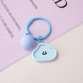 Light blue smiling cloud keychain with matte sphere and matching hook accessory - Cloud Style / Bead 16mm/Plate 29mm/Total 6cm / Blue