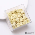 Σετ 8x10mm ανοιχτό κίτρινο ξύλινες χάντρες για DIY κοσμήματα σε πλαστικό κουτί - Στυλ Κόμβου Μπαμπού Κρέμας / 20 Τεμάχια/Πακέτο (8x10mm) / Κρεμώδες