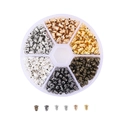 Kit de joyería DIY con cierres de pendientes en seis colores metálicos y caja redonda - Cierres de Pendientes de Plástico Envueltos en Hierro (6 Rejillas Multicolor)