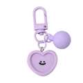 Portachiavi a cuore viola con smile, sfera in resina e chiusura in metallo coordinata - Stile Cuore Viola (#05)