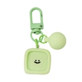 Portachiavi macaron verde chiaro con ciondolo quadrato a sorriso e moschettone a D - Stile Quadrato Verde (#06)