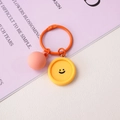 Cute macaron resin keychain with bright orange ring and yellow smiley face pendant - Round Style / Bead 16mm/Plate 24mm/Total 6cm / Orange