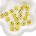 Cuentas de vidrio amarillo brillante con cara sonriente para joyería artesanal DIY - 1 Pieza por Paquete / Cara Sonriente Colorida Amarilla (14x6mm)