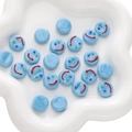 Cuentas de vidrio azul cielo con diseño de carita sonriente para joyería DIY - 1 Pieza por Paquete / Cara Sonriente Colorida Azul (14x6mm)
