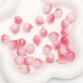 Pink and white gradient peach glass charms with gold loops for DIY jewelry making - Peach Shape (With Gold Eyelet) / 5 Pieces/Pack (Approx 13x17mm / Hole Approx 1mm) / Pink