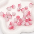 Pink gradient peach charms with silver jump rings for DIY jewelry making - Peach Shape (With Silver Eyelet) / 5 Pieces/Pack (Approx 13x17mm / Hole Approx 1mm) / Pink