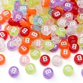 Colorful 4x7mm acrylic letter B beads in mixed transparent shades for DIY jewelry making - 4x7mm Hole Approx 1mm 100 Pieces/Pack / Colorful White Letter B